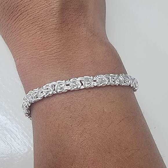 Miabella 925 Sterling Silver Byzantine Bracelet for Women Handmade in Lobster Cl - Picture 2 of 2
